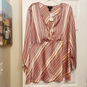 New Lane Bryant Satin Stripe Pullover Blouse